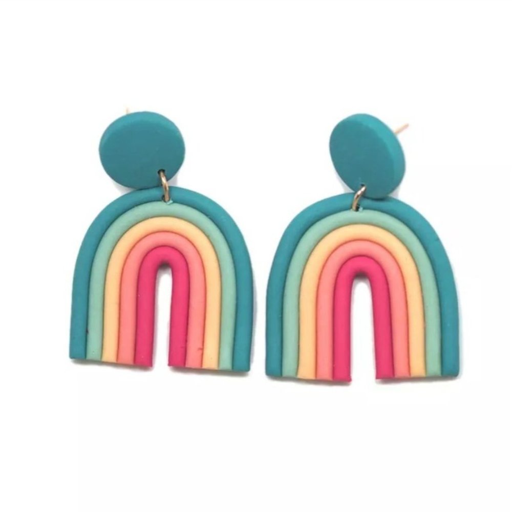 * 50% OFF! Rainbow polymer clay earrings multicolored colorful y2k retro